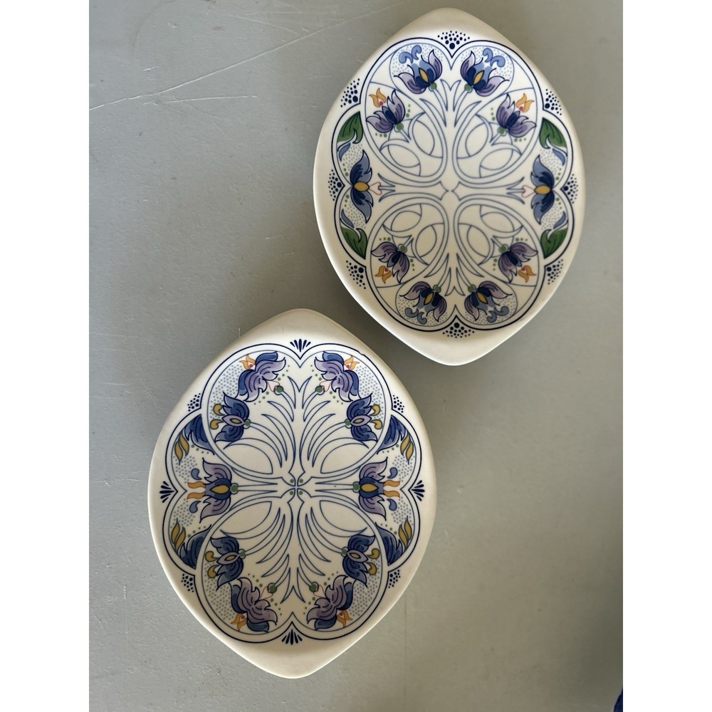 Holland America Line Ceramic Collector Plates Floral Blue Green Set